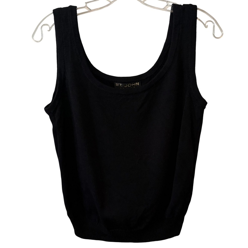 St. John Black Knit Sweater Tank‎ in Size S